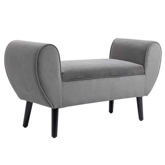 HOMCOM Polsterbank mit Stauraum und Armlehnen, Truhenbank für Flur, Schlafzimmer, Wohnzimmer, 118 x 42 x 66 cm, Dunkelgrau