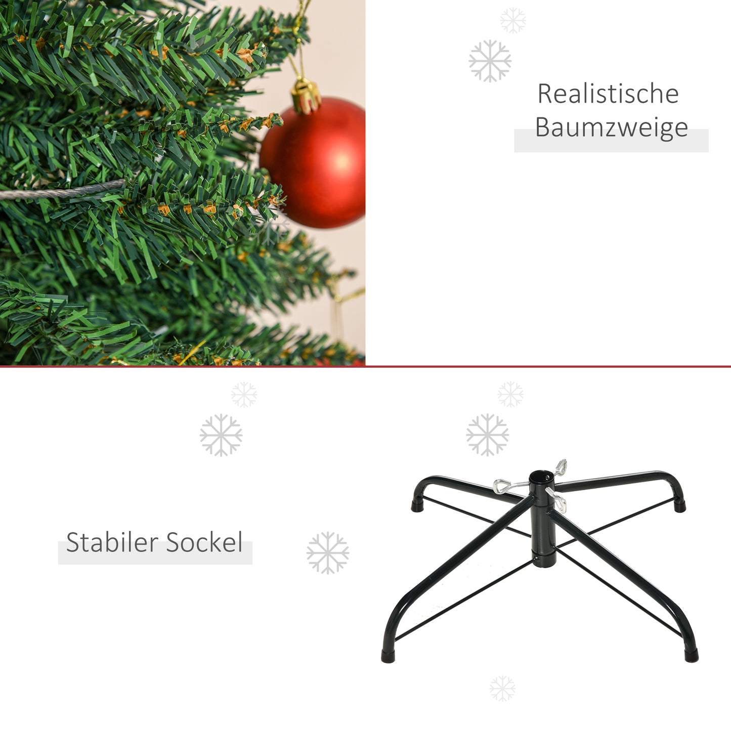 HOMCOM Weihnachtsbaum künstliche Künstliche Tanne Christbaum, inkl Ständer Weihnachtsstern 2,1 m, Grün