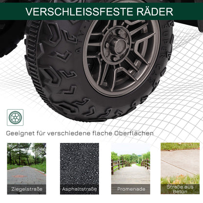 HOMCOM Kinder-Elektroquad, max. 4 km/h, ab 3 Jahren, LED-Scheinwerfer, Musikanschluss, schwarz+grün 88 x 45 x 50 cm