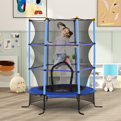 HOMCOM Trampolin für Kinder, Ø163 cm, mit Sicherheitsnetz, In- und Outdoor, Belastung bis 50 kg, Stahl, Kunststoff, Blau