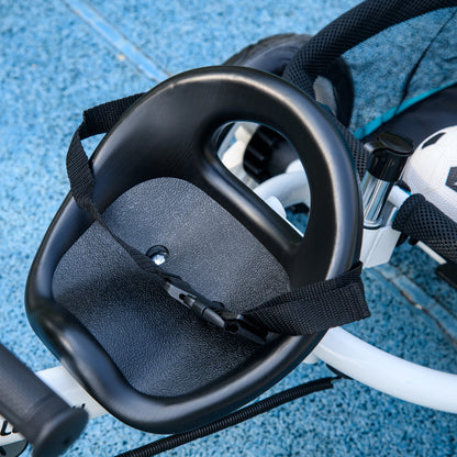 HOMCOM Kinder-Dreirad, Kinderfahrrad, Rückenkorb, Becherhalter, Sonnendach, Metall, Blau