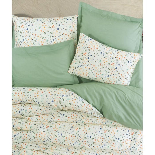 Bedding set - 1 duvet cover 220 x 240 cm + 2 pillowcases 60 x 60 cm - 100% cotton - Green