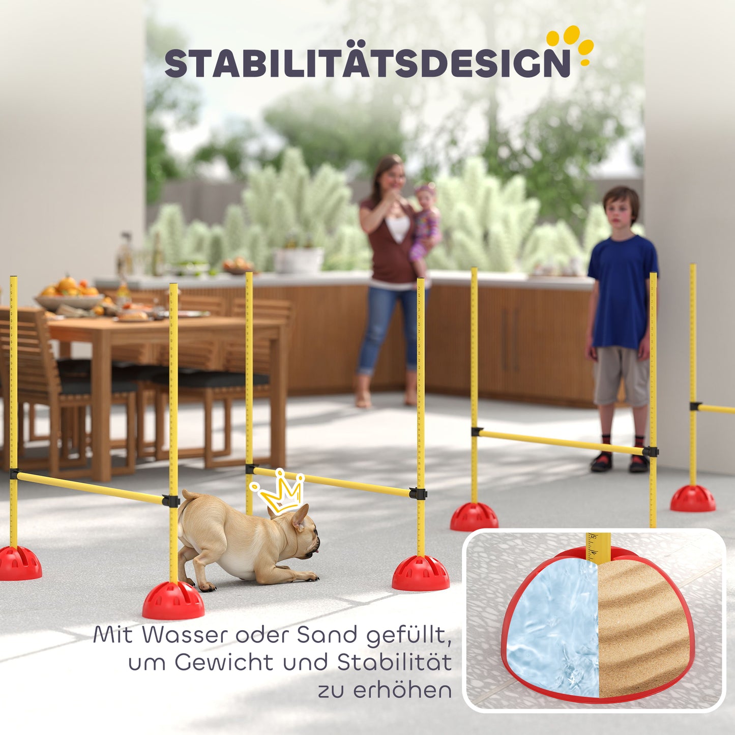 PawHut 4-teiliges Hunde-Agility-Set med 4 Hürden och Tragetasche für das Sprungtraining, Gelb
