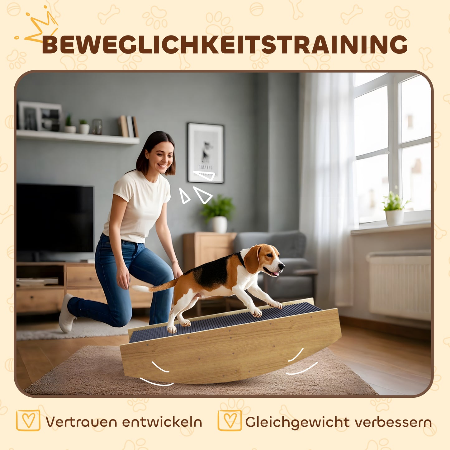 PawHut Agility Hundeschaukel, 2-in-1 Wippe und Treppe, rutschfest, Tanneholz, 80 x 39,5 cm