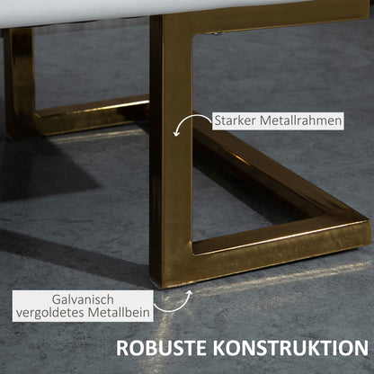 HOMCOM Sitzbank für Schlafzimmer Truhenbank Bettbank Wohnzimmer Kunstleder Metall Weiß+Gold 120 x 43 x 42 cm
