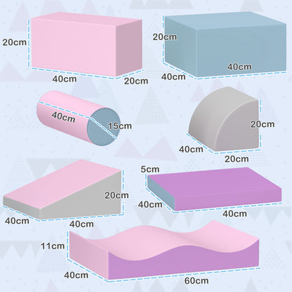 HOMCOM Schaumstoff-Bausteine für Kinder, fördert Kreativität, Kunstleder, 40x40x20 cm, Mehrfarbig, 1-3 Jahre
