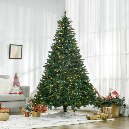 HOMCOM Weihnachtsbaum, 700 warmweiße LEDs, 2154 Zweige, flammhemmend, Kunststoff/Metall, 210 x 142 cm, Grün