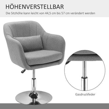 HOMCOM Arbeitshocker Drehhocker bis 136 kg, höhenverstellbar, leinenartiges Polyester, Stahl, Grau, 60 x 60 x 79-91 cm