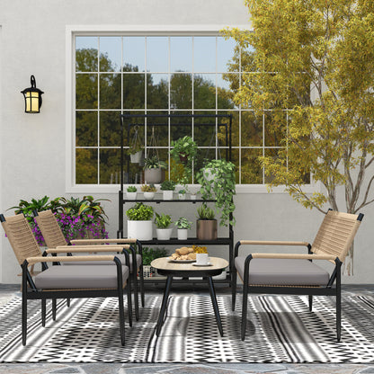 Outsunny Gartenmöbel Set från Polyrattan Lounge-Set mit 2er Sofa Sessel Glastisch Kissen für 4 Personen Dunkelgrau+Gelb