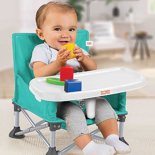 BRIGHT STARS Girls' Booster Seat, Pink, Foldable, Portable, Travel, Lightweight and Easy to Clean, Carry Bag Included