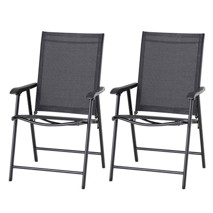 Outsunny Klappstuhl mit Armlehne 2er Set Campingstuhl Angelstuhl Metall Schwarz 58 x 64 x 94 cm