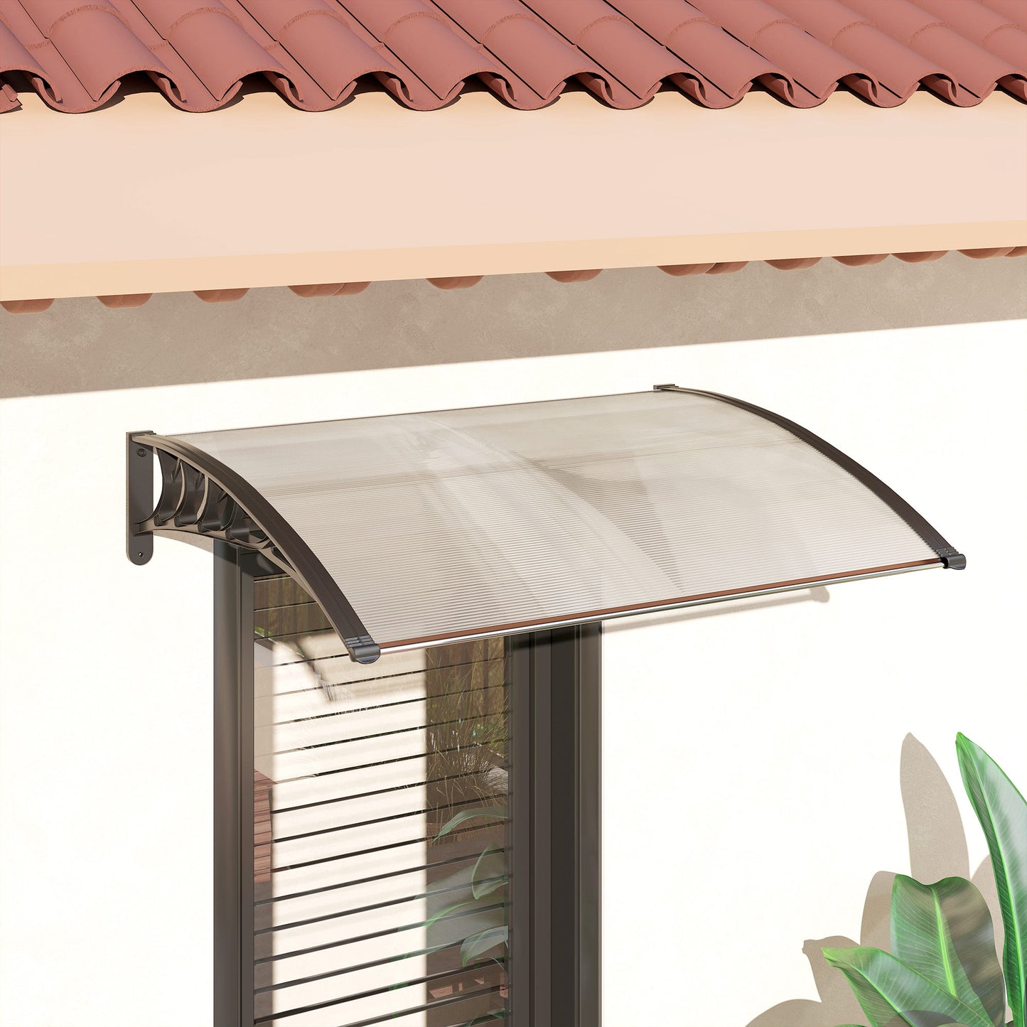 Outsunny Vordach Schutzdach, UV-Beständig, Wasserbeständig, 89x122x24cm, Weiß