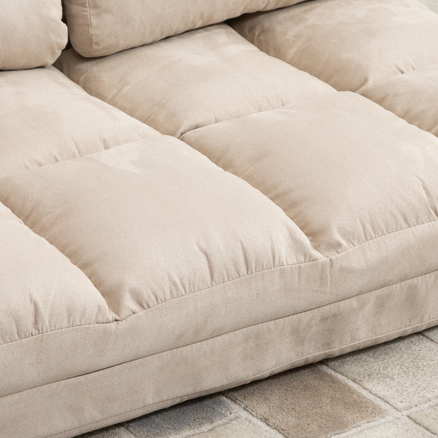 HOMCOM 2-in-1 Bodensessel, Rückenlehne, Verstellbar, 102 x 73 x 60 cm, Beige