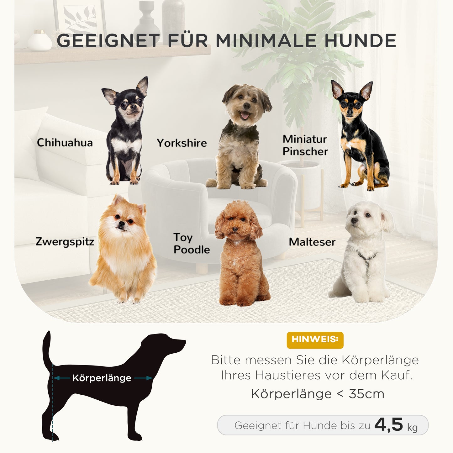 PawHut Haustierbett für Hunde und Katzen, Holzbeine, erhöht, Flanellbezug, abnehmbares Kissen, Grau