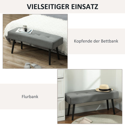 HOMCOM Sitzbank Polsterbank mit Cordbezug, Bettbank mit Metallbeine, Schuhbank 100 x 36 x 45 cm Grau