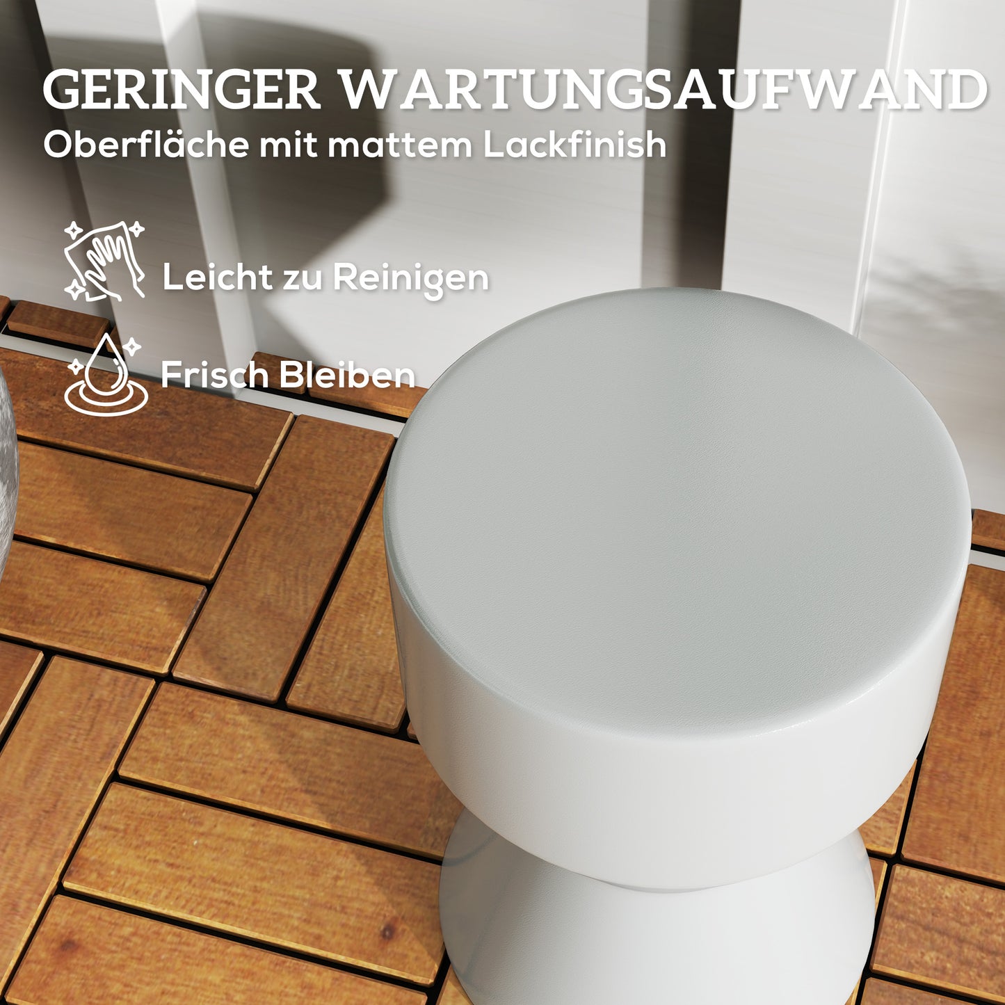 Outsunny Sitzhocker aus Keramik 120kg belastbar Ø33 x 45,5 cm Wetterfest Garten Hocker i Sanduhrform Hellgrau