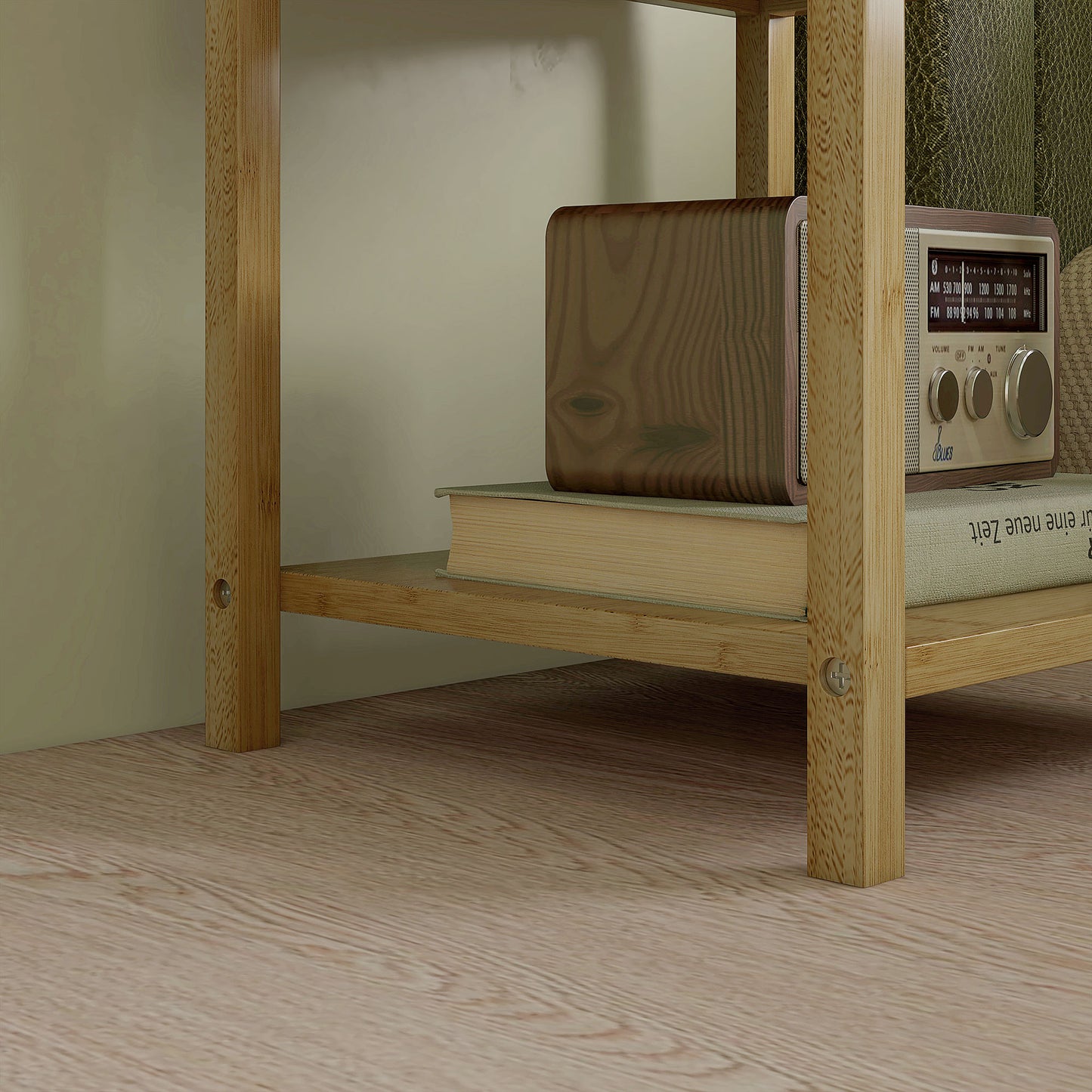 HOMCOM Nachtschrank, 2er-Set, Skandi-Design, Bambus, 2 Schubladen & Regal, 40x34x60cm