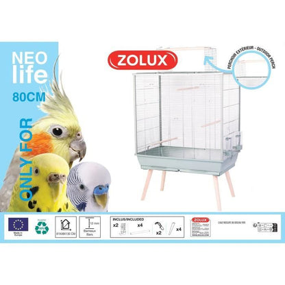 Raised Bird Cage - Zolux - Néolife - For Parakeet, Cockatiel, Canary - 81 x 48 x 130 cm - Green