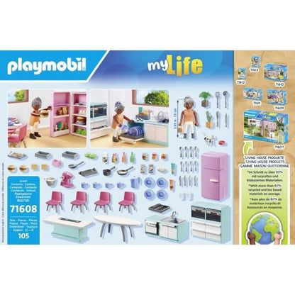 PLAYMOBIL 71608 Kitchen with central island, My life, Architect's house, 105 pieces, Ages 4 and up