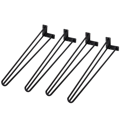 HOMCOM Tischbein-Set, 4 Stahl-Tischbeine, Gabel-Design, 40 kg belastbar, Schwarz