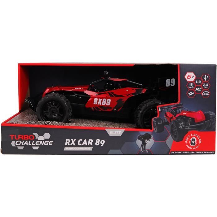 Remote Control Car - TURBO CHALLENGE - RX Car 89 093721 - Red - 1/12 - Rechargeable Battery and Batteries Included - Metal