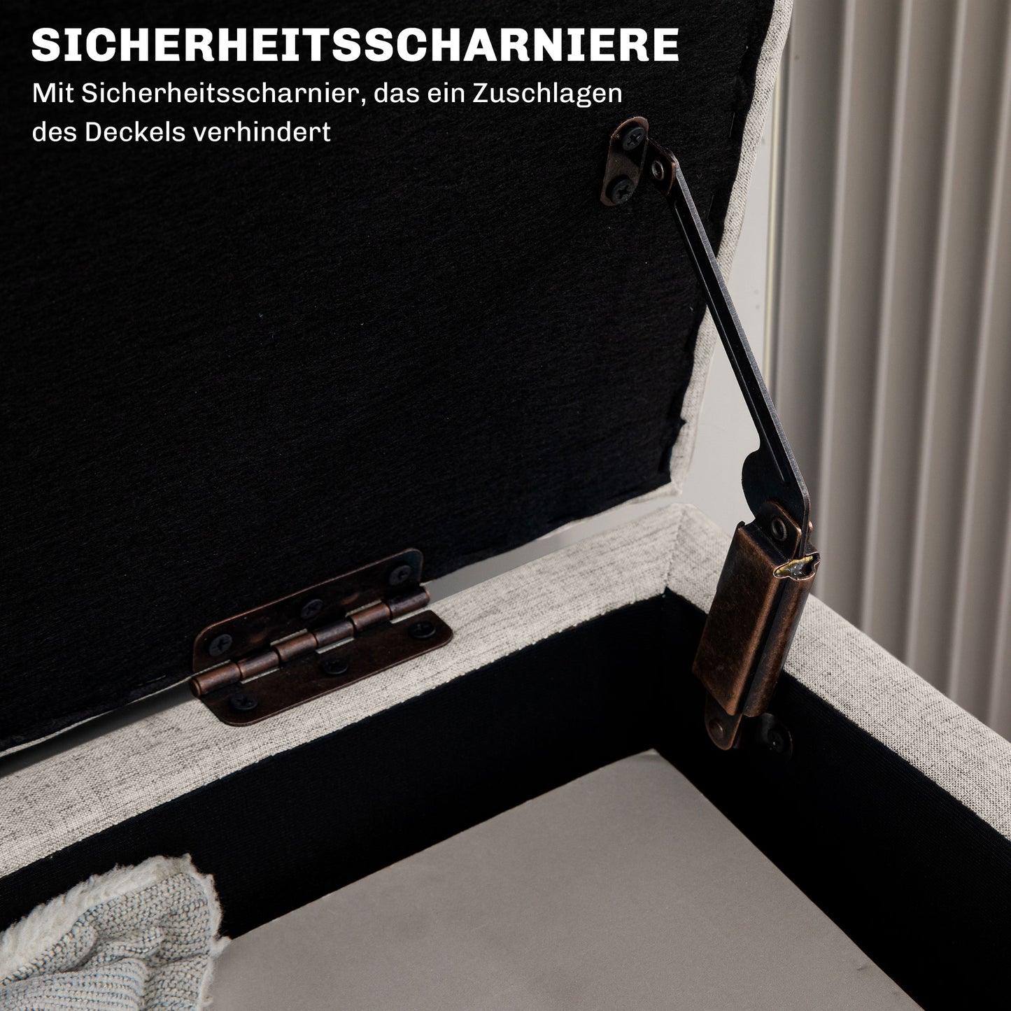 HOMCOM Sitzbank mit Stauraum, bis 220 kg, Leinenoptik, 110x39x45cm, Beige