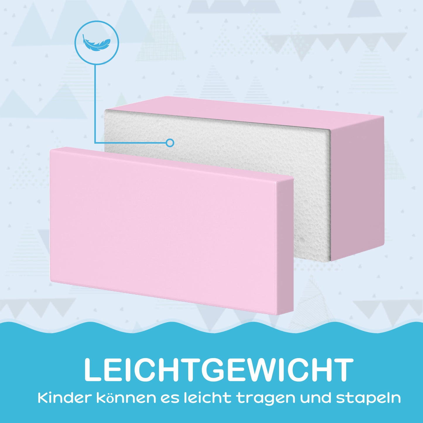 HOMCOM Schaumstoff-Bausteine für Kinder, fördert Kreativität, Kunstleder, 40x40x20 cm, Mehrfarbig, 1-3 Jahre