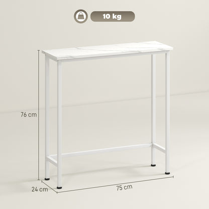 HOMCOM Konsolentisch Flurtisch mit verstellbar Fußpads, Kippschutz 75 x 24 x 76 cm für Kleinen Raum Weiß