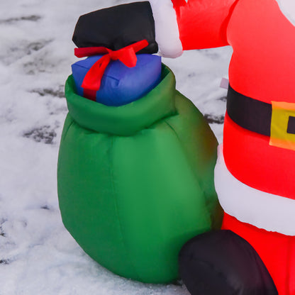 HOMCOM Weihnachtsdeko Aufblasbarer Weihnachtsmann Outdoor-Weihnachtsdekoration, inkl. Gebläse, 1,2 m, Rot + Weiß