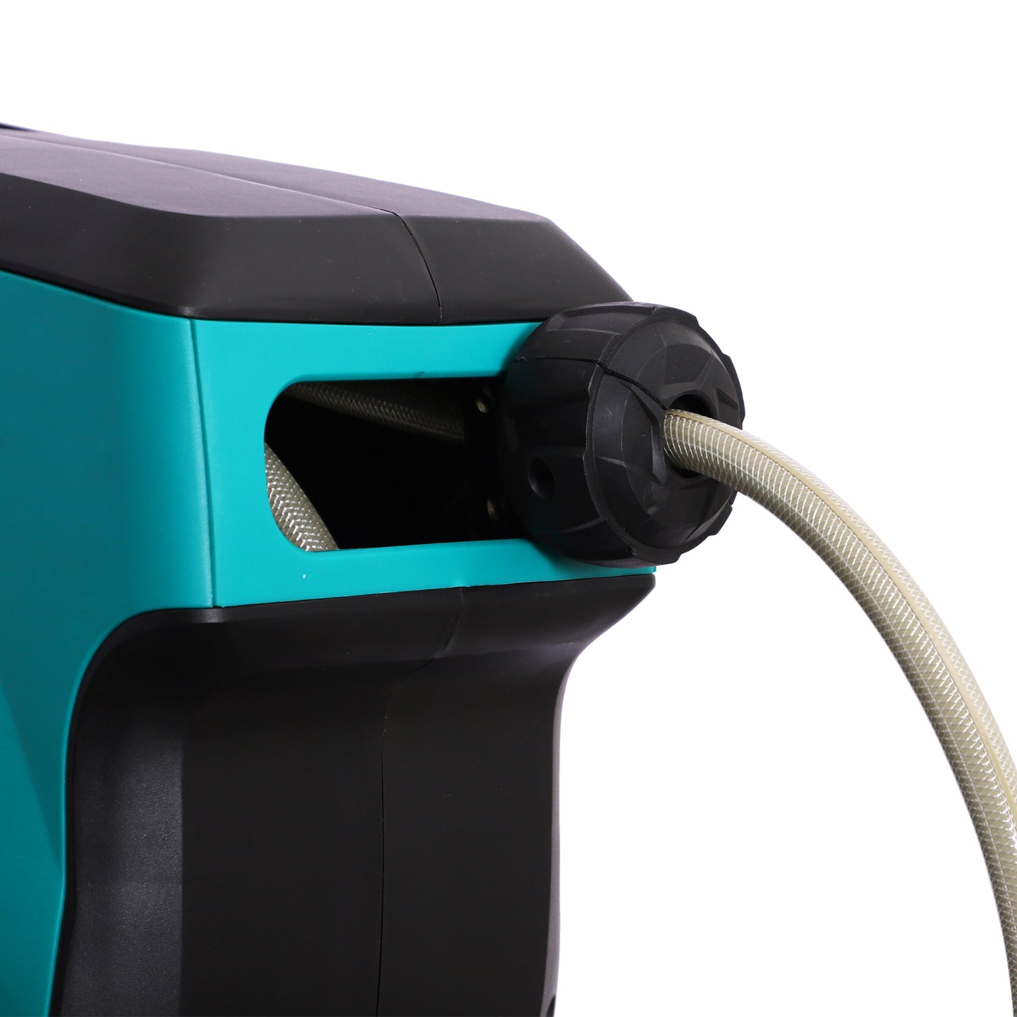 DURHAND Wandschlauchbox Schlauchtrommel 180° schwenkbar mit Multibrause Frostschutz -5–45 °C Kunststoff Grün + Schwarz 15 m