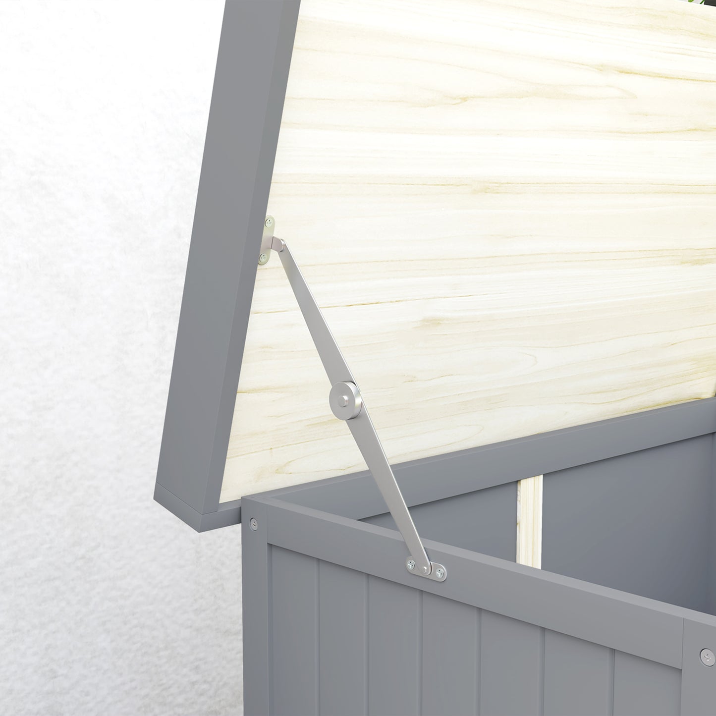 Outsunny Gartenschrank, Werkzeugschrank für den Außenbereich, mit Arbeitsfläche, Holz und Edelstahl, Doppeltüren, Grau