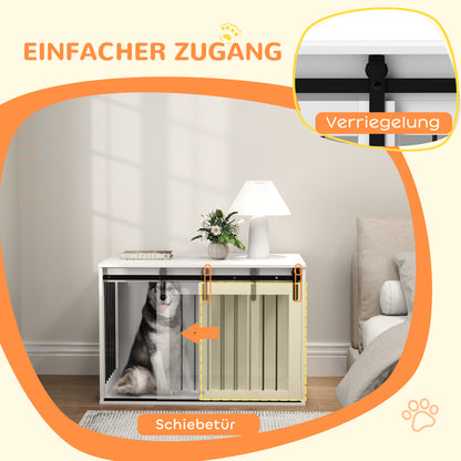 PawHut Hundebox mit Schiebetür, Belüftung, Spanplatte och Stahl, 98 x 58 x 61 cm, Valnusse