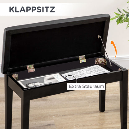 HOMCOM Klavierbank, Pianobank für 1 Person, gepolstert, Holzbeine, Schwarz