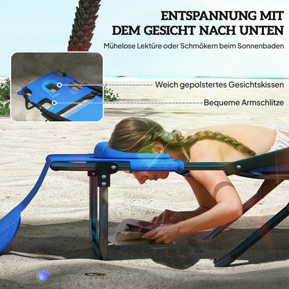 Outsunny Sonnenliege Gartenliegen Relaxliege, klappbar, wetterbeständig, 194 cm x 72 cm x 31 cm, Schwarz + Dunkelblau