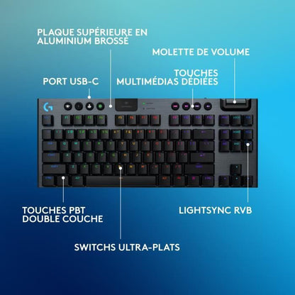 Gaming keyboard - wireless - Logitech G - G915 TKL X - Tactile switch - AZERTY - Black