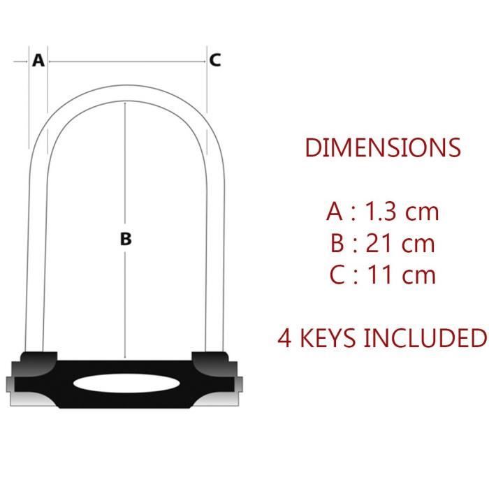 MASTER LOCK U Bike Lock [With Key] [Universal Bike Holder] [Certified Lock] [Red] 8195EURDPROCOLR