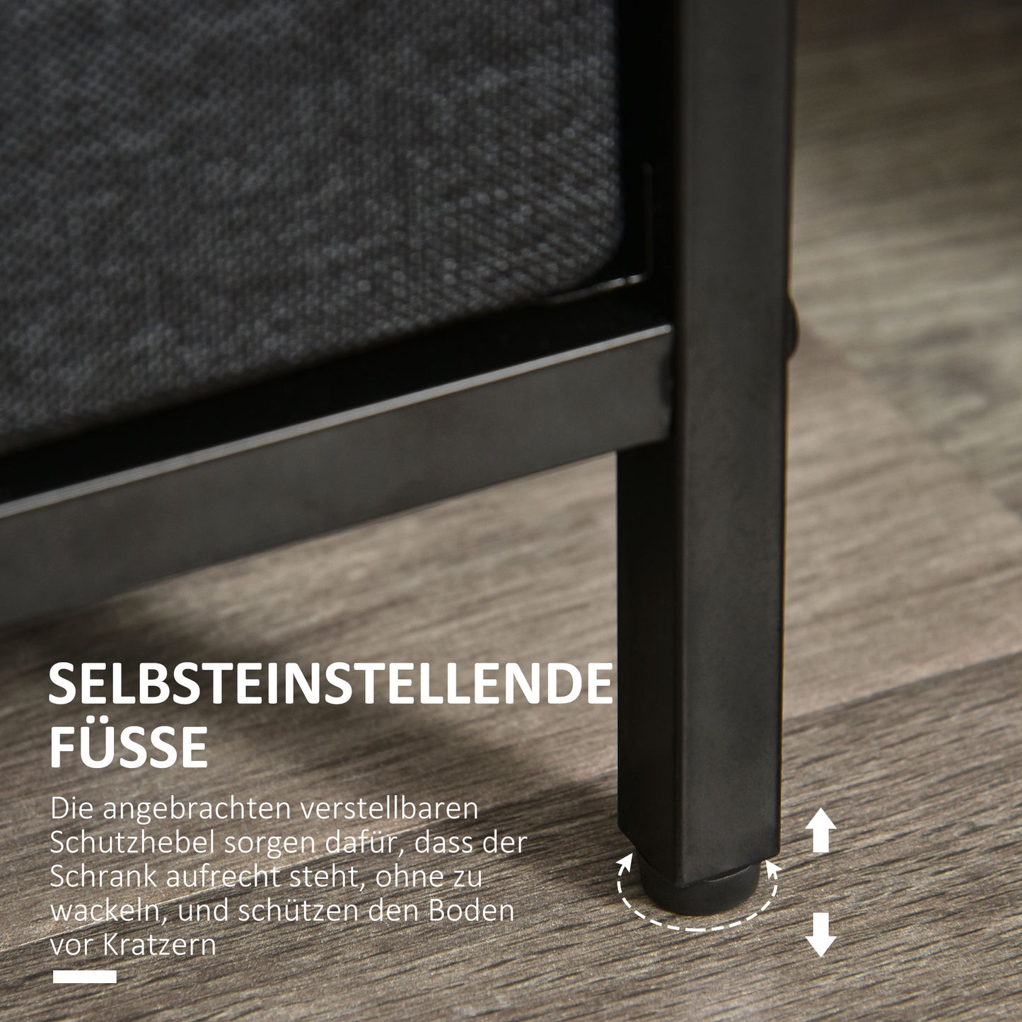 HOMCOM Kommode mit 4 Schubladen aus Leinen Aufbewahrungsschrank mit Ablage Griffen Schwarz