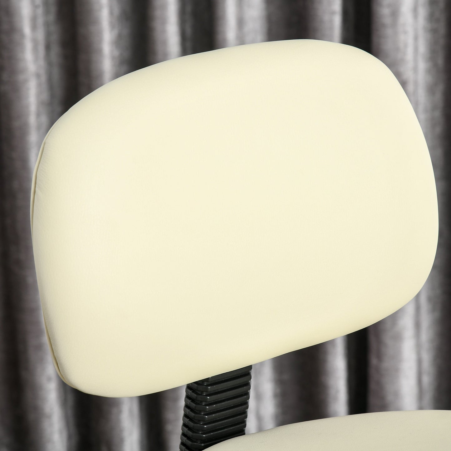 HOMCOM Barhocker Drehstuhl Höheverstellbarer Barstuhl mit Rollen aus Kunstleder-Leder Arbeitshocker Bürohocker 360° schwenkbar mit Lehne Gepolstertet Beige 56 x 57 x 104-127 cm