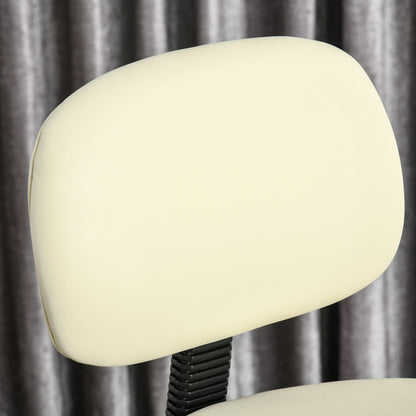 HOMCOM Barhocker Drehstuhl Höheverstellbarer Barstuhl mit Rollen aus Kunstleder-Leder Arbeitshocker Bürohocker 360° schwenkbar mit Lehne Gepolstertet Beige 56 x 57 x 104-127 cm