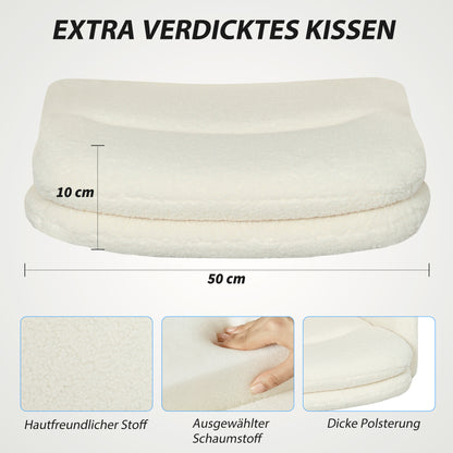 HOMCOM Fahrbarer Bürostuhl mit Stoffbezug, Armlehne, 5 Räder, drehbar, Cremeweiß