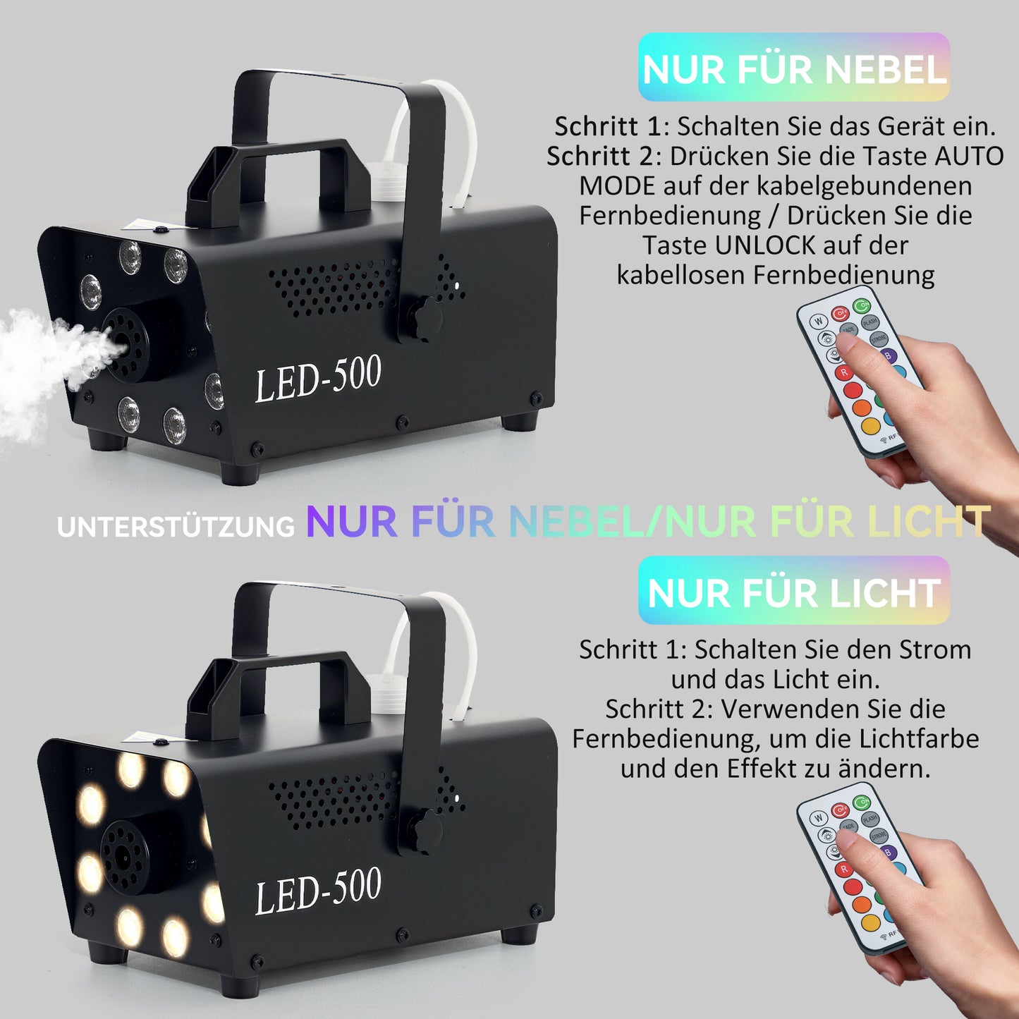 HOMCOM Nebelmaschine, Fernbedienungen, Lichteffekte, aufhängbar, Schwarz