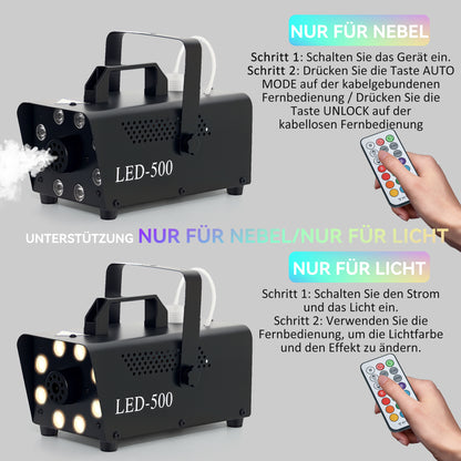 HOMCOM Nebelmaschine, Fernbedienungen, Lichteffekte, aufhängbar, Schwarz