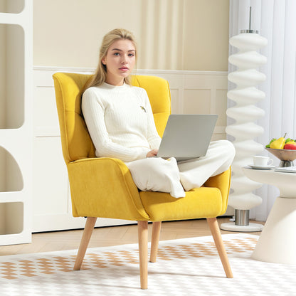 HOMCOM Polstersessel, Wohnzimmersessel mit Steppung, weicher Bezug in Samtoptik, bis 120 kg, Gelb