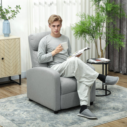 HOMCOM Relaxsessel, verstellbar 135°, ausziehbare Fußstütze, gepolsterte Lehnen, Leinen-Polyester, Hellgrau