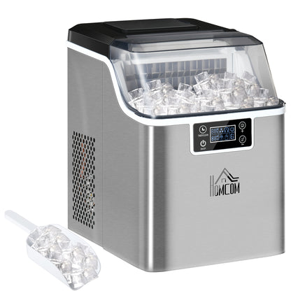 HOMCOM Eiswürfelmaschine Eiswürfelspender Ice-Maker 20kg/24h 2,3L Eiswürfelbereiter mit 3,2 L Wassertank, Silber
