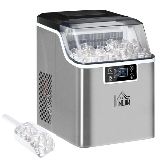 HOMCOM Eiswürfelmaschine Eiswürfelspender Ice-Maker 20kg/24h 2,3L Eiswürfelbereiter mit 3,2 L Wassertank, Silber