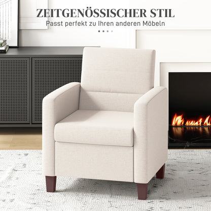 HOMCOM Polstersessel in Leinenoptik, Schaumstoff, Sitzkissen, Holzrahmen, Cremeweiß
