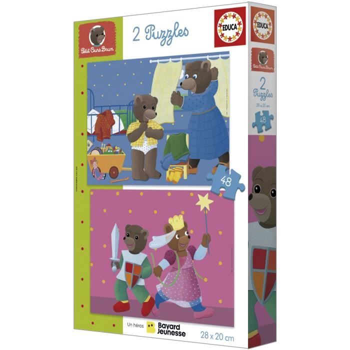 Puzzle - EDUCA - Little Brown Bear: Set of 2 puzzles of 48 pieces for children aged 4 and over