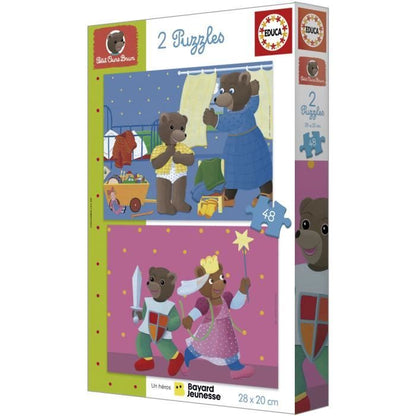 Puzzle - EDUCA - Little Brown Bear: Set of 2 puzzles of 48 pieces for children aged 4 and over