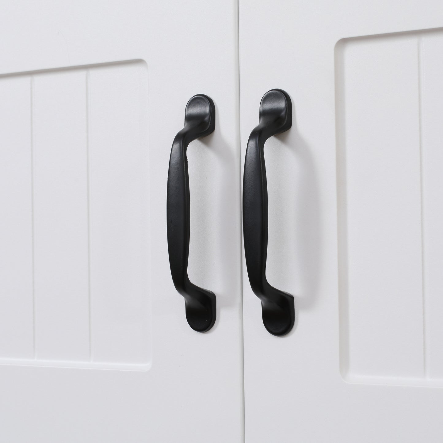 HOMCOM Küchenschrank Küchenbüffet Schrank, Landhausstil, 2 Schränke, 2 Regale, 70 cm x 40 cm x 170 cm Weiß + Schwarz